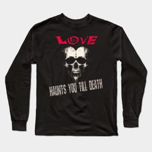 Hauntingly Sweet: A Creepy Grunge Skull Heart Long Sleeve T-Shirt